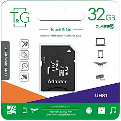 Карта пам'яті T&G 32 GB microSDHC Class 10 UHS-I (U1) + SD-adapter TG-32GBSD10U1-01
