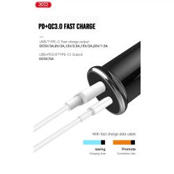 Автомобільний зарядний пристрій XO CС25 1USB PD+QC3.0 18W